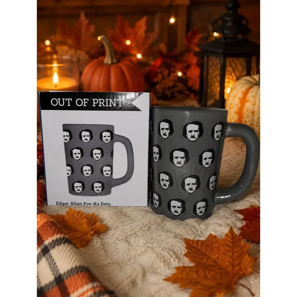 Out of Print Edgar Allan Poe-ka Dots Grey Ceramic Mug